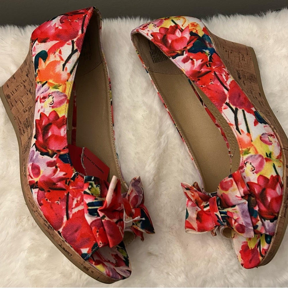 Colorful Floral Wedge Shoes